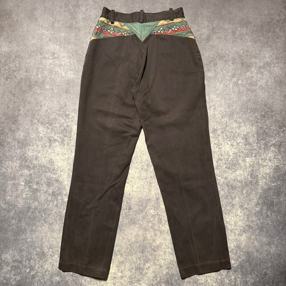 VTG Western Attitude Lilia Smitty Pants High Waist Brown Southwestern Print Yoke